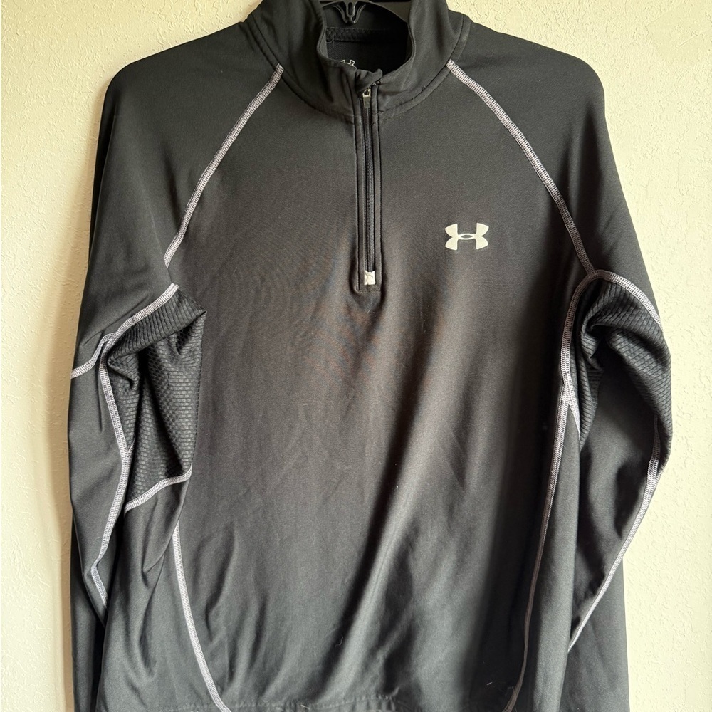 Men’s M Black Under Armour Coldgear Quarter Zip Athletic/Active Wear Pullover